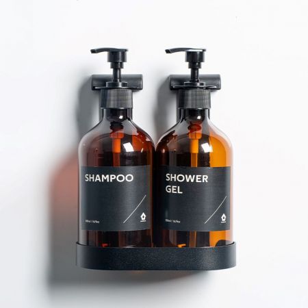 Doppelter Amenity-Flaschenwandhalter mit magnetischem Schloss - Manipulationssicherer Doppelflaschen-Wandorganizer